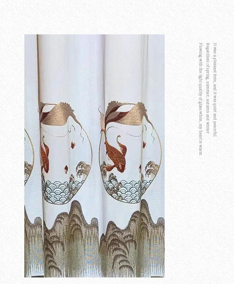 Embroidered Modern Velvet Blackout Curtains - Custom Classic Shading Drapes for Living Room & Bedroom