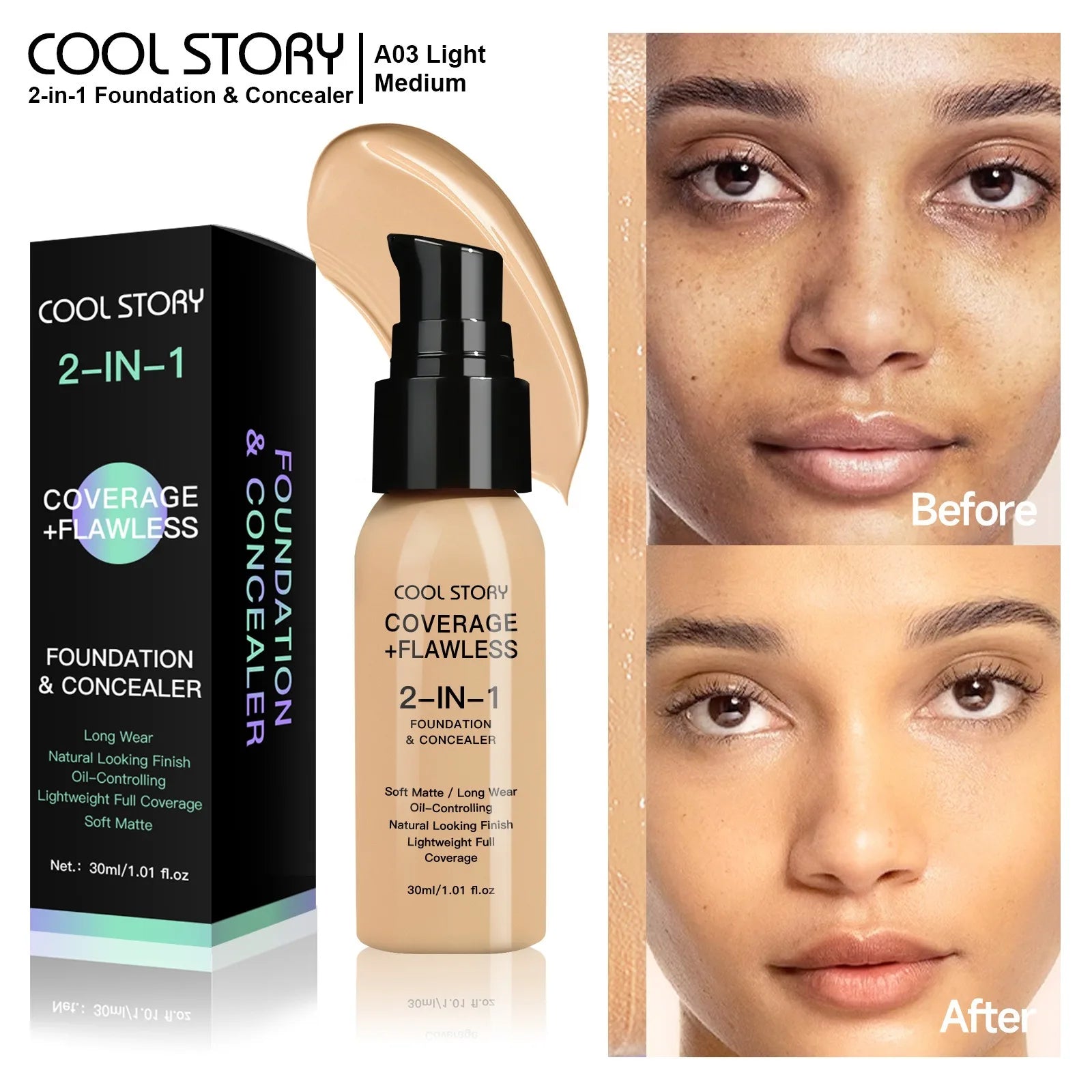 10 Color Lasting Face Foundation Cream Oil-Control Matte BB Cream Liquid Full Coverage Waterproof Hydrating Brighten Concealer - Shello's Creative Boutique