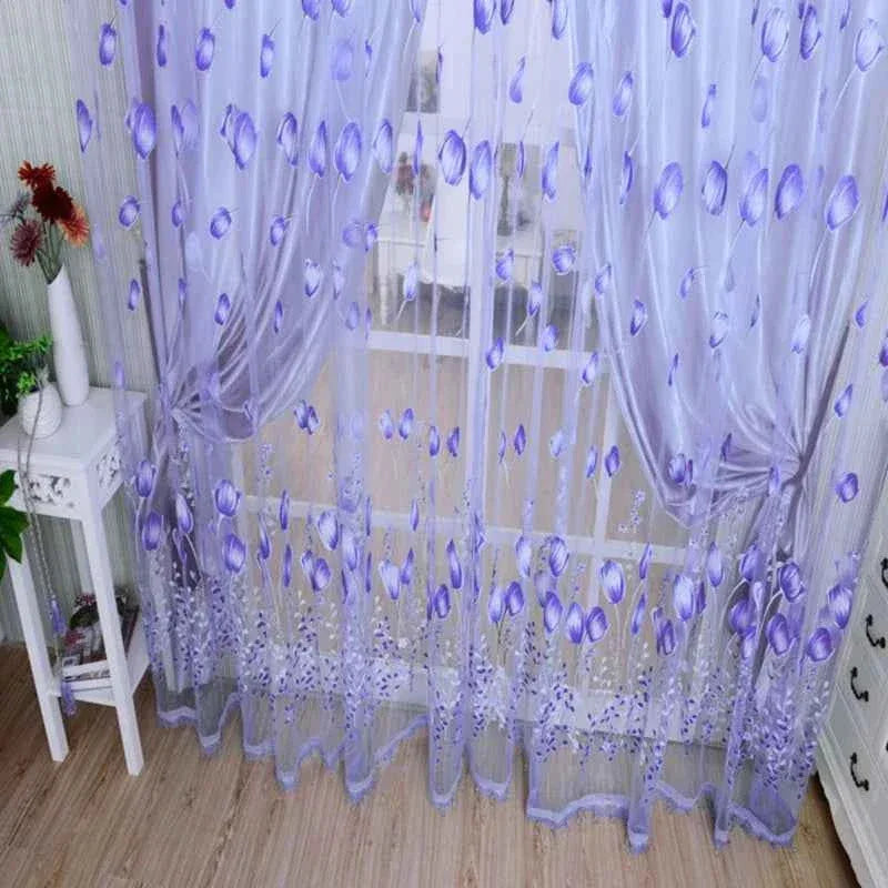 Beeinch Floral Tulle Curtains - Modern Sheer Window Panels for Living Room & Bedroom - Shello's Creative Boutique