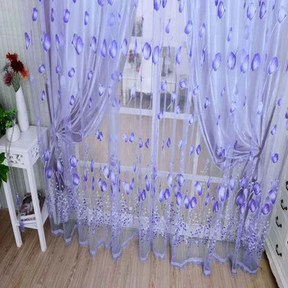 Beeinch Floral Tulle Curtains - Modern Sheer Window Panels for Living Room & Bedroom - Shello's Creative Boutique