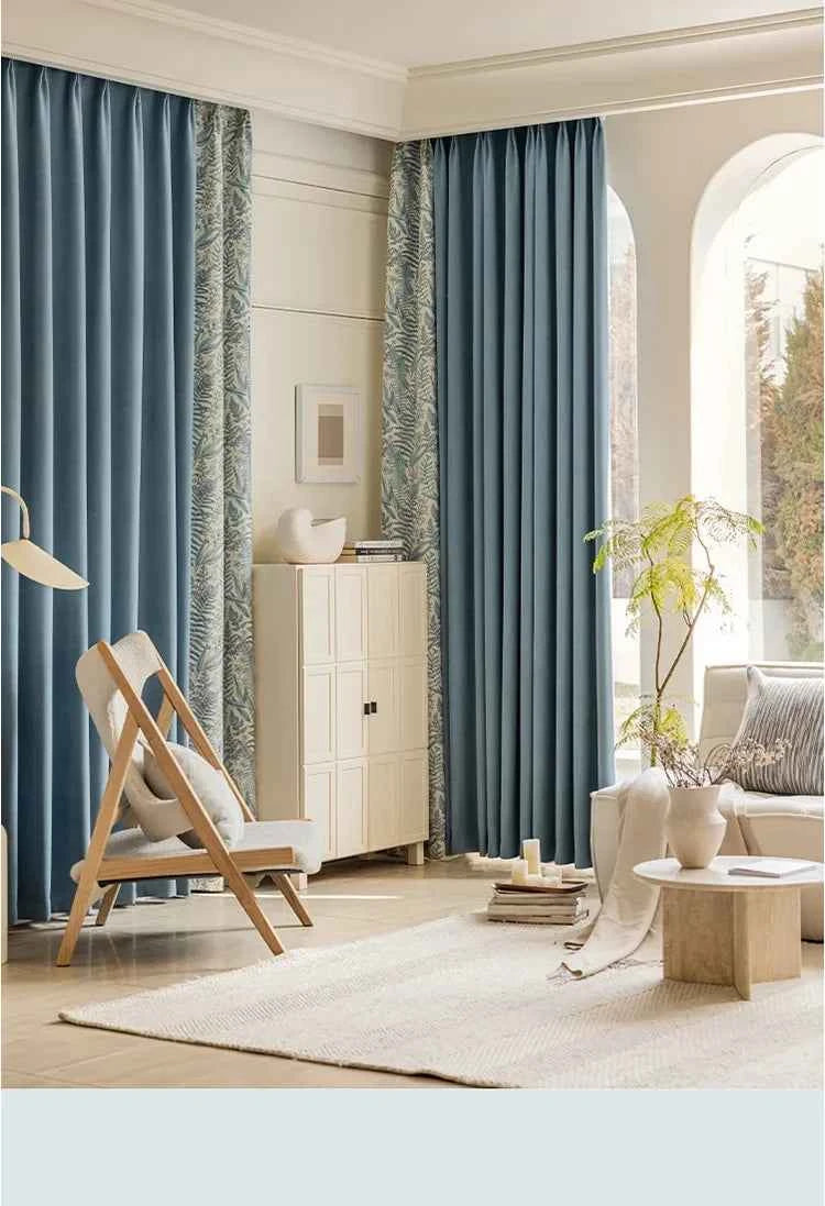 Custom Size French Spliced curtains for Living Room Bedroom Light Luxury Blackout Curtains Thickened Chenille White Tulle