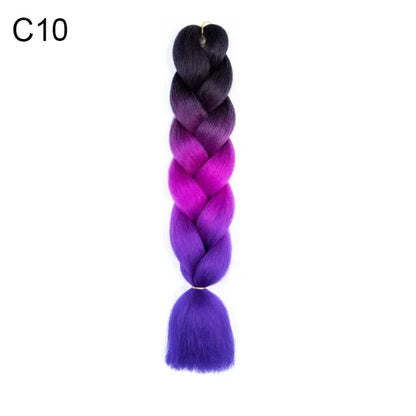 24 Inch Jumbo Braiding Hair - Rainbow Ombre Synthetic Extensions - Shello's Creative Boutique