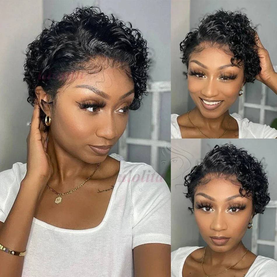 Pixie Cut Short Bob Wig - 100% Human Hair 13x4 Transparent Lace Frontal Wig - Shello's Creative Boutique