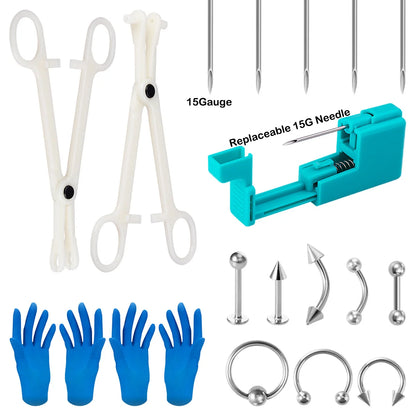 Body Piercing Jewellery Kit – Stainless Steel & Acrylic