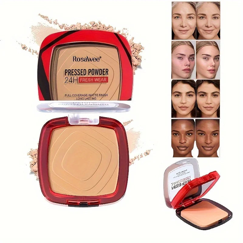 Matte Pressed Powder Foundation with Puff - 24H Weightless Finishing Powder