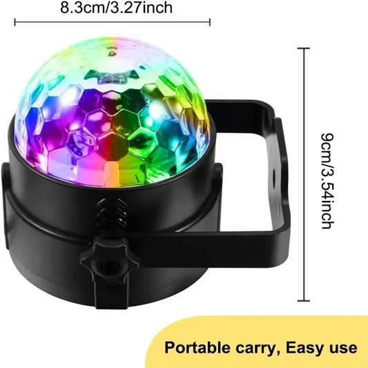 LED Disco Ball Light - Rotating DJ Strobe RGB Party Light for Home & Car