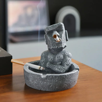 Moai Stone Resin Ashtray – Funny Decorative Desktop Cigarette Tray