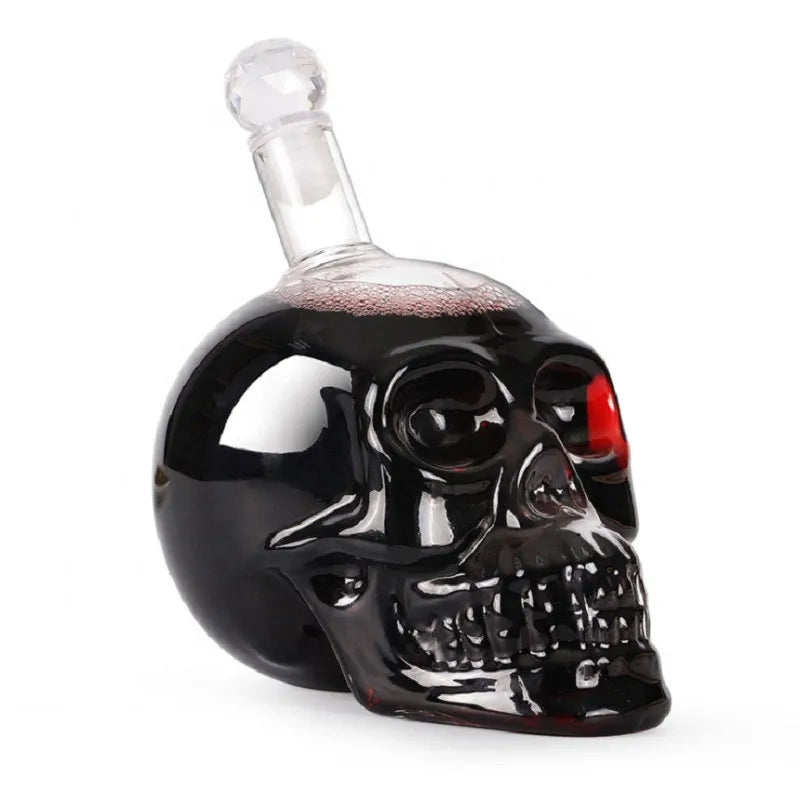 Skull Head Crystal Decanter & Glass Set – Gothic Bar Whisky Vodka Wine Spirits