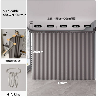 Foldable Waterproof Shower Curtain - No-Drill Bathroom Water Barrier - Shello's Creative Boutique