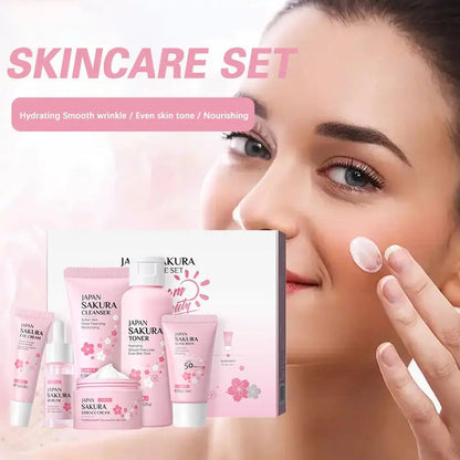 6pcs/Set Sakura Skin Care Sets Face Cream Serum Toner Facial Cleanser Sunscreen Eye Cream Face Skin Care Set Product Gift box Shello's Creative Boutique