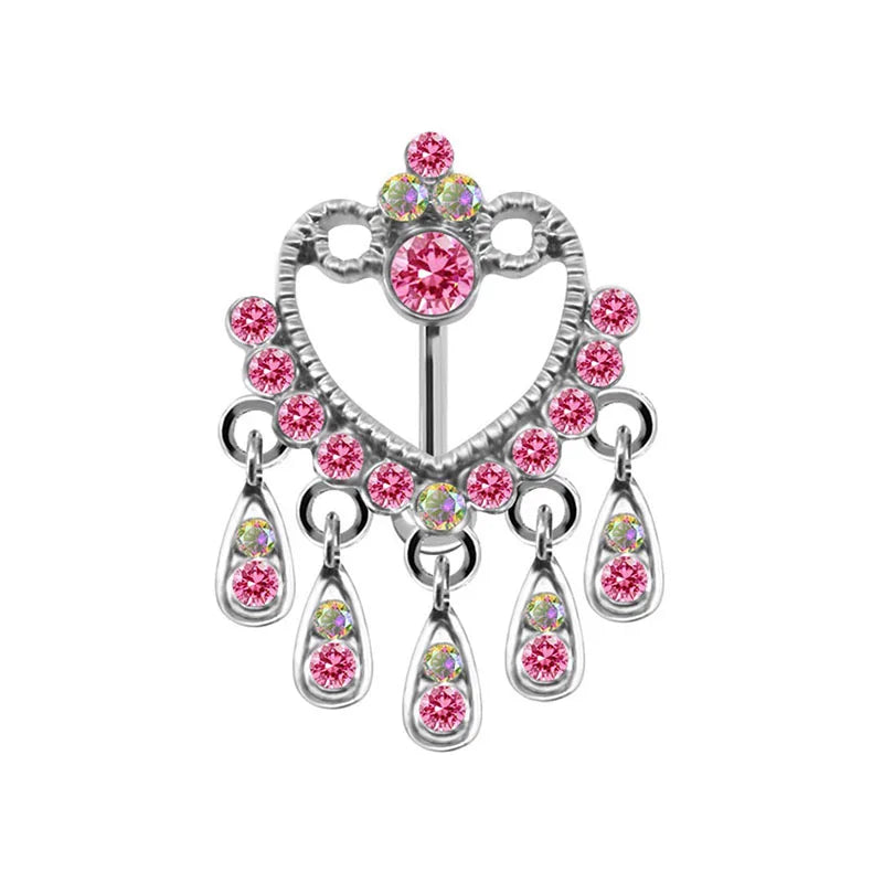 Pink Stainless Steel Belly Button Ring – Animal & Butterfly Styles