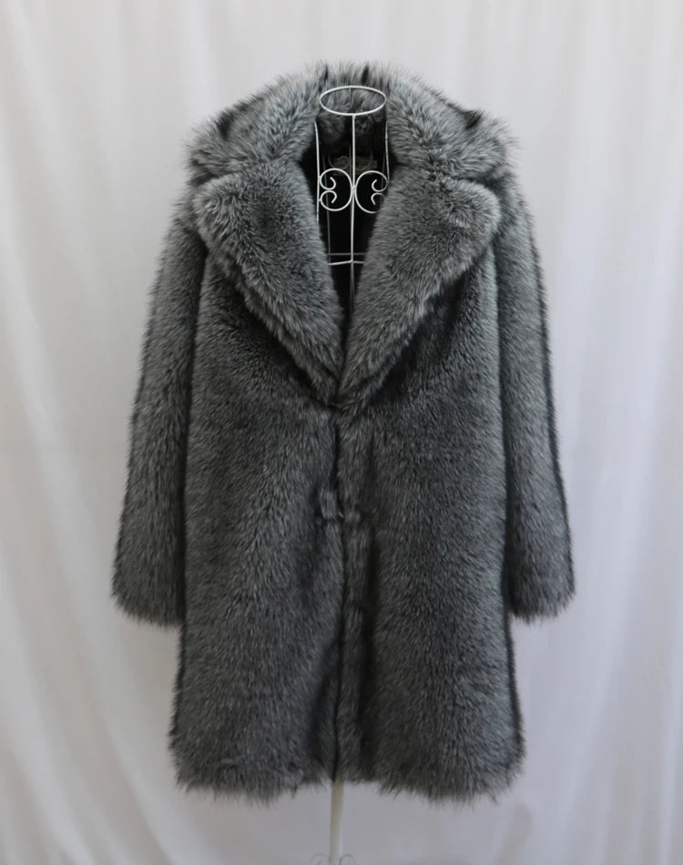 Men's Faux Fur Long Coat - Winter Trench Coat Plus Size