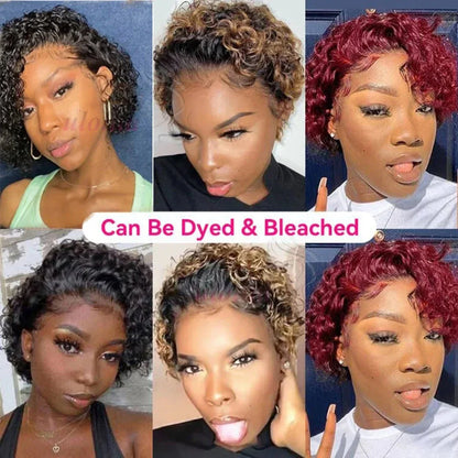 Pixie Cut Short Bob Wig - 100% Human Hair 13x4 Transparent Lace Frontal Wig - Shello's Creative Boutique