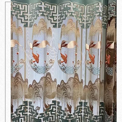 Embroidered Modern Velvet Blackout Curtains - Custom Classic Shading Drapes for Living Room & Bedroom