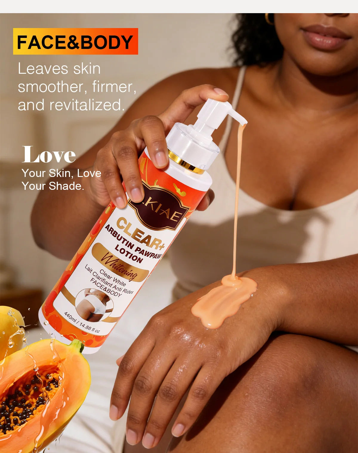 LKIAE Clear Arbutin Pawpaw Whitening Body Lotion, Moisturizing Cream, Improve Rough Skin, Remove Dark Spots, Melanin - Shello's Creative Boutique