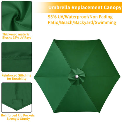 Parasol Replacement Cloth – Waterproof Sunshade Canopy for 6 & 8 Rib Parasols 2m to 3m