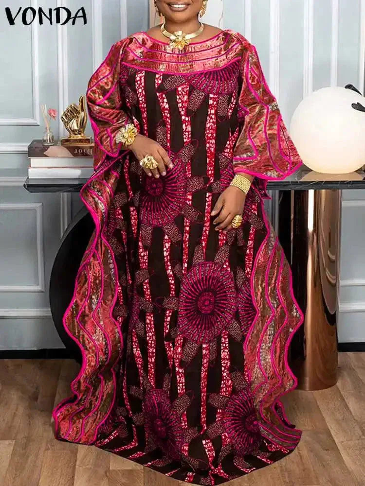 Plus Size Bohemian Maxi Dress - Flare Sleeve Ruffled Summer Sundress (S-5XL) - Shello's Creative Boutique