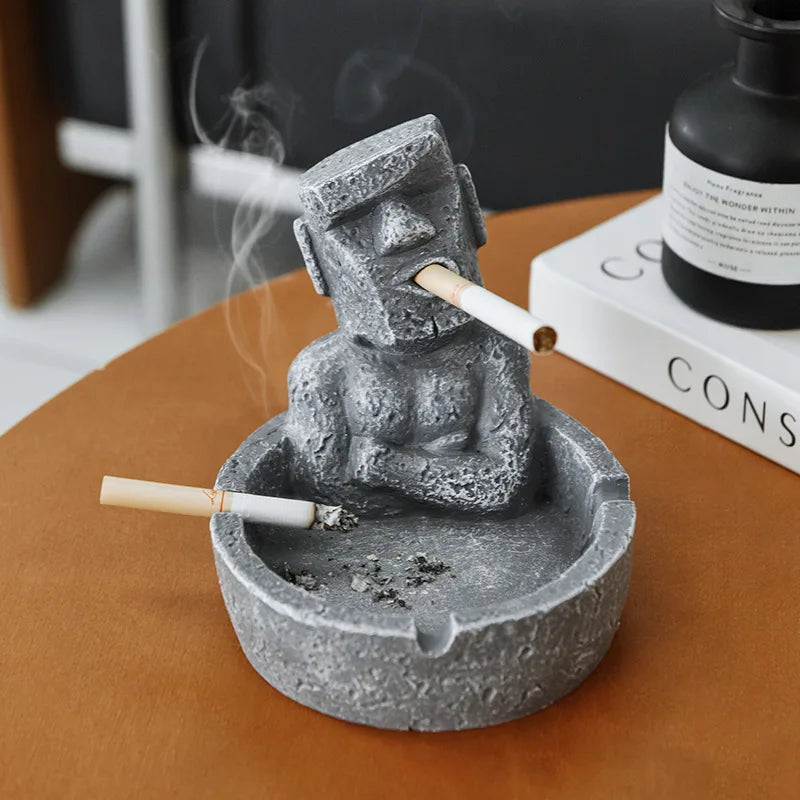 Moai Stone Resin Ashtray – Funny Decorative Desktop Cigarette Tray