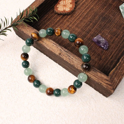 Bohemian Tiger Eye & Malachite Natural Stone Beaded Bracelet
