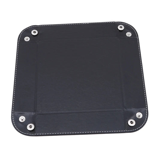 PU Leather Folding Valet Tray – Collapsible Desktop Storage for Keys, Phone, Wallet & Coins