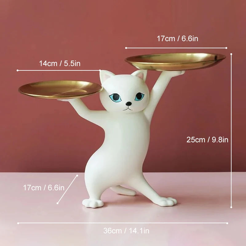 Cat Resin Sculpture Tray – Decorative Desktop Storage for Keys, Candy & Home Décor