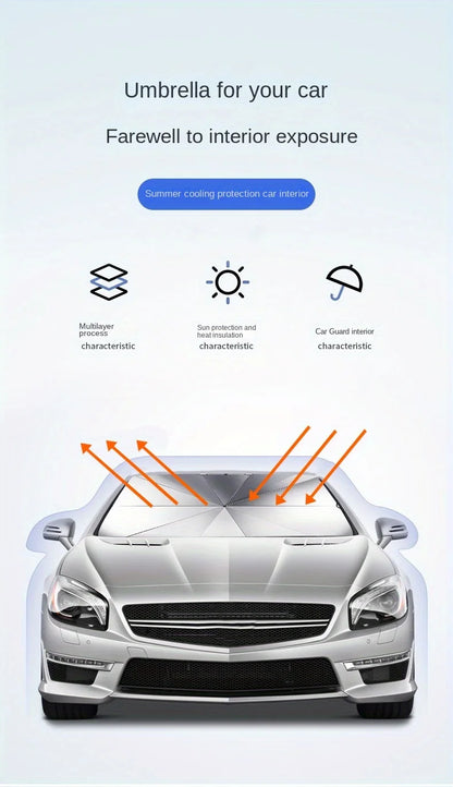 Foldable Car Windshield Sun Shade — Portable Sunscreen Parasol for Front Window