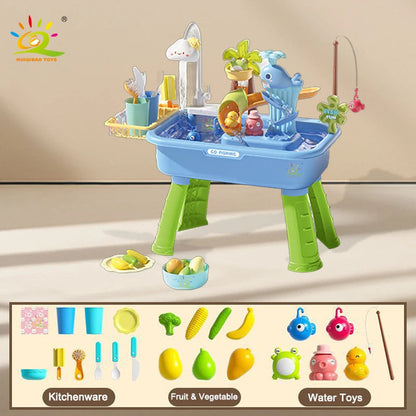 Children's kitchen toys electric fun water play water wash basin fishing dishwashing home role-playing baby early education toys Shello's Creative Boutique