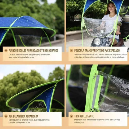Fully Enclosed Electric Vehicle Canopy – Removable Rainproof Motorcycle Parasol with Metal Bracket