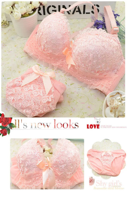 Women’s Wireless Sexy Lace Bra & Panty Set – Push-Up Bralette Lingerie for All Sizes