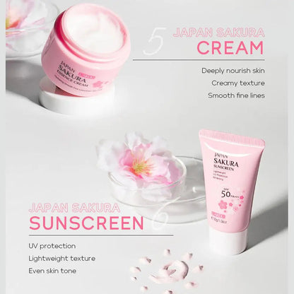 6pcs/Set Sakura Skin Care Sets Face Cream Serum Toner Facial Cleanser Sunscreen Eye Cream Face Skin Care Set Product Gift box Shello's Creative Boutique