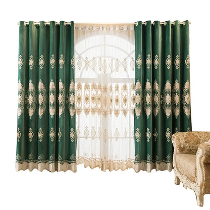 European Water Soluble Embroidery Curtains - Elegant Embroidered Drapes with Yarn for Living & Dining Room