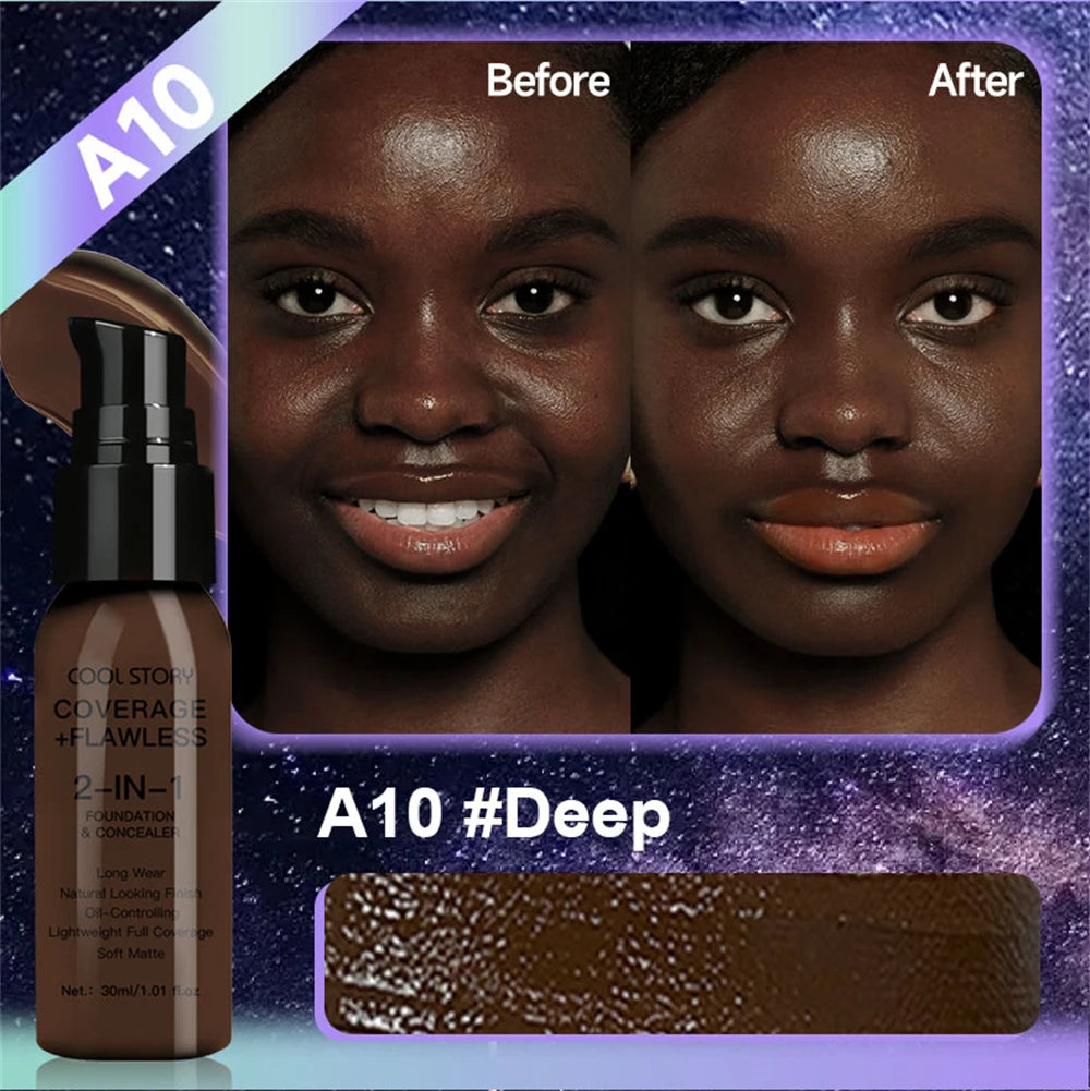 10 Color Lasting Face Foundation Cream Oil-Control Matte BB Cream Liquid Full Coverage Waterproof Hydrating Brighten Concealer - Shello's Creative Boutique