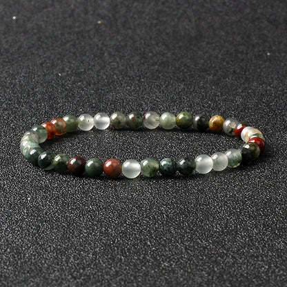 4mm Natural Stone Agate & Lava Stretch Bracelet – Handmade Tiny Bead Bangle for Men & Women