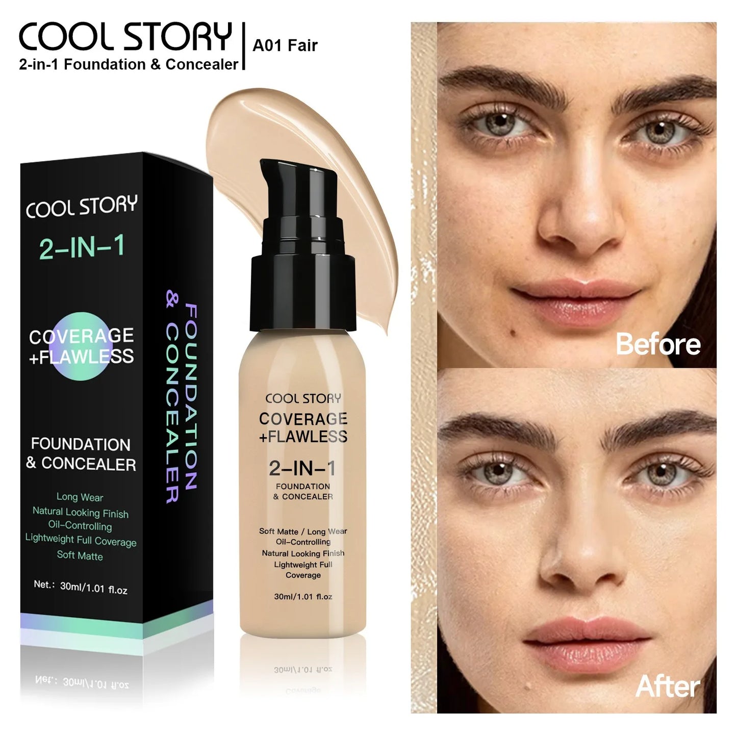 10 Color Lasting Face Foundation Cream Oil-Control Matte BB Cream Liquid Full Coverage Waterproof Hydrating Brighten Concealer - Shello's Creative Boutique