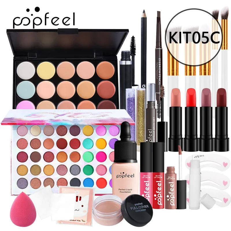 Christmas Makeup Gift Box Foundation Eyeshadow Powder Long Lasting Lip Ink 27 Pieces Birthday Gifts Makeup for Women Full Kit - Shello's Creative Boutique
