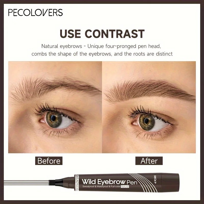 6 Colors 1pc Eyebrow Pen Waterproof 4 Split Tip Eyebrows Pen Eyebrow Tattoo Pen Waterproof Liquid Black Eyebrow Makeup Pencil - Shello's Creative Boutique