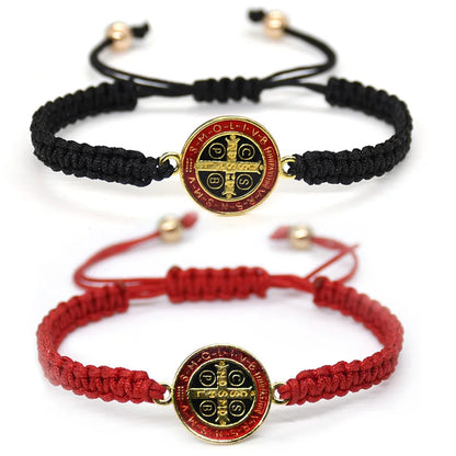 Religious Cross Charm Rope Bracelet – Woven Catholic Jewellery for Men & Women