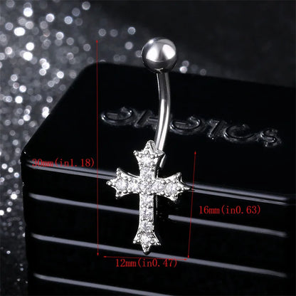 Cross Pendant Navel Ring – 316 Stainless Steel Bar