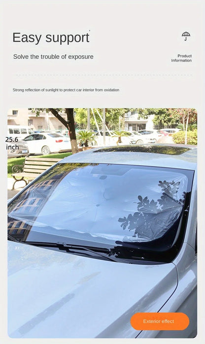Foldable Car Windshield Sun Shade — Portable Sunscreen Parasol for Front Window