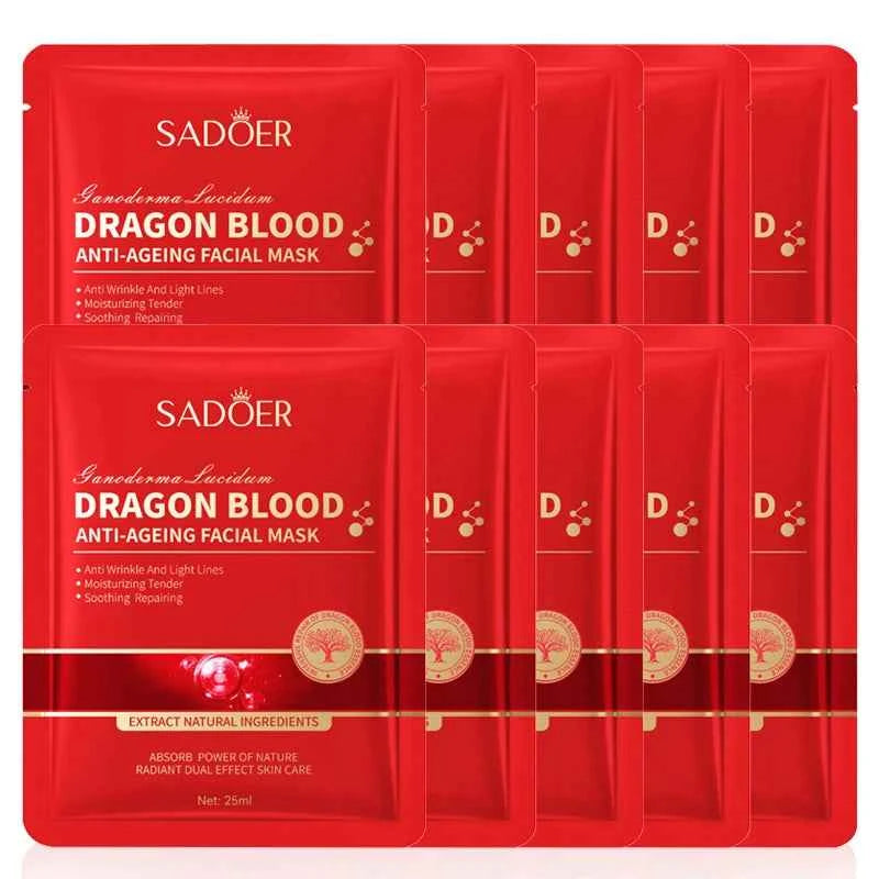 5/10pcs SADOER Dragon Blood Facial Masks for Face Moisturizing Anti-aging Hydrating Face Mask Facial Skin Care Products