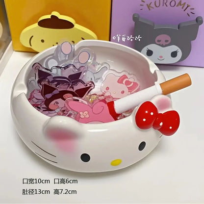 Kawaii Cartoon Character Glass Ashtray – Cute Home Décor Ash Holder Desktop Gift