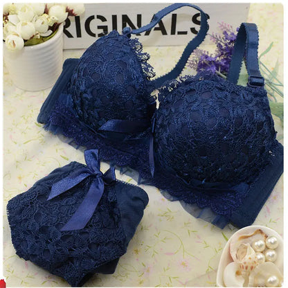 Women’s Wireless Sexy Lace Bra & Panty Set – Push-Up Bralette Lingerie for All Sizes