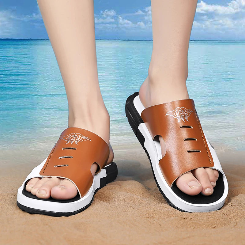 Men's Casual Summer Sandals – Black & Orange