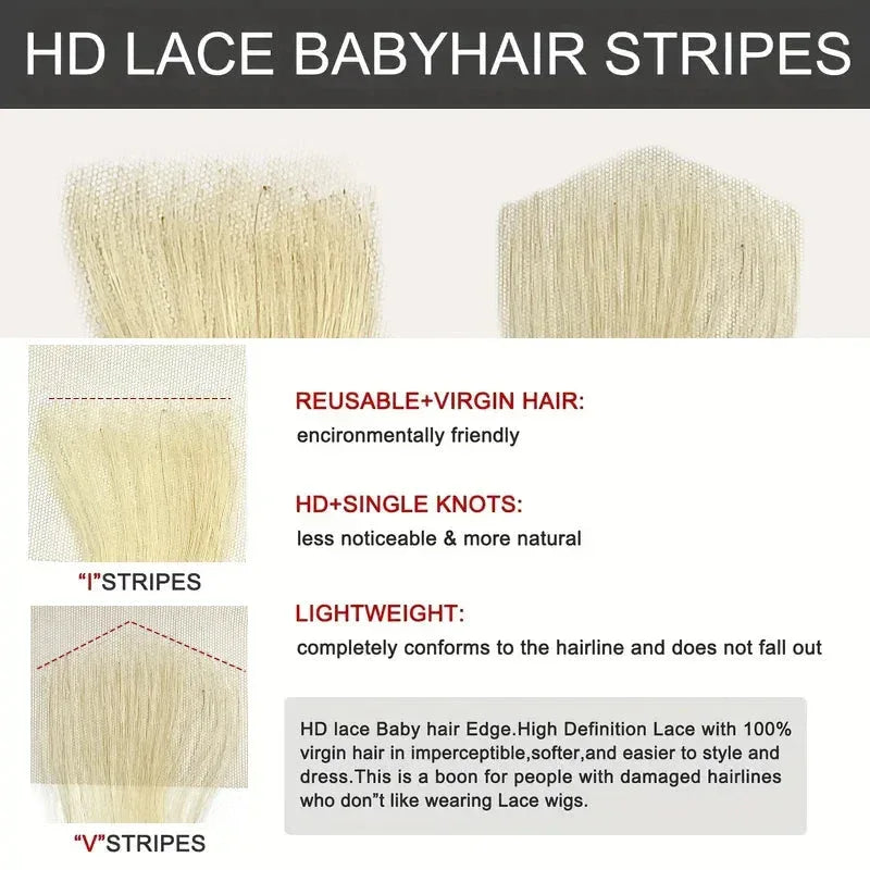 Handmade Baby Hair Lace Edges - 100% Remy Human Hair Wig Pieces for Natural Hairline - Shello's Creative Boutique