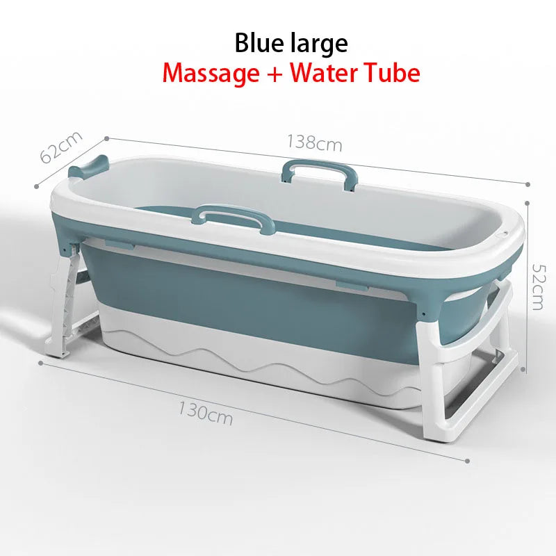Foldable Adult Bath Barrel – Thickened Plastic Sitting Bathtub with Foot Massage & Lid