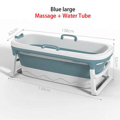 Foldable Adult Bath Barrel – Thickened Plastic Sitting Bathtub with Foot Massage & Lid