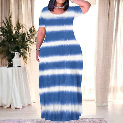 Plus Size Tie Dye Maxi Dress - Summer Party Floor-Length Dress - Shello's Creative Boutique