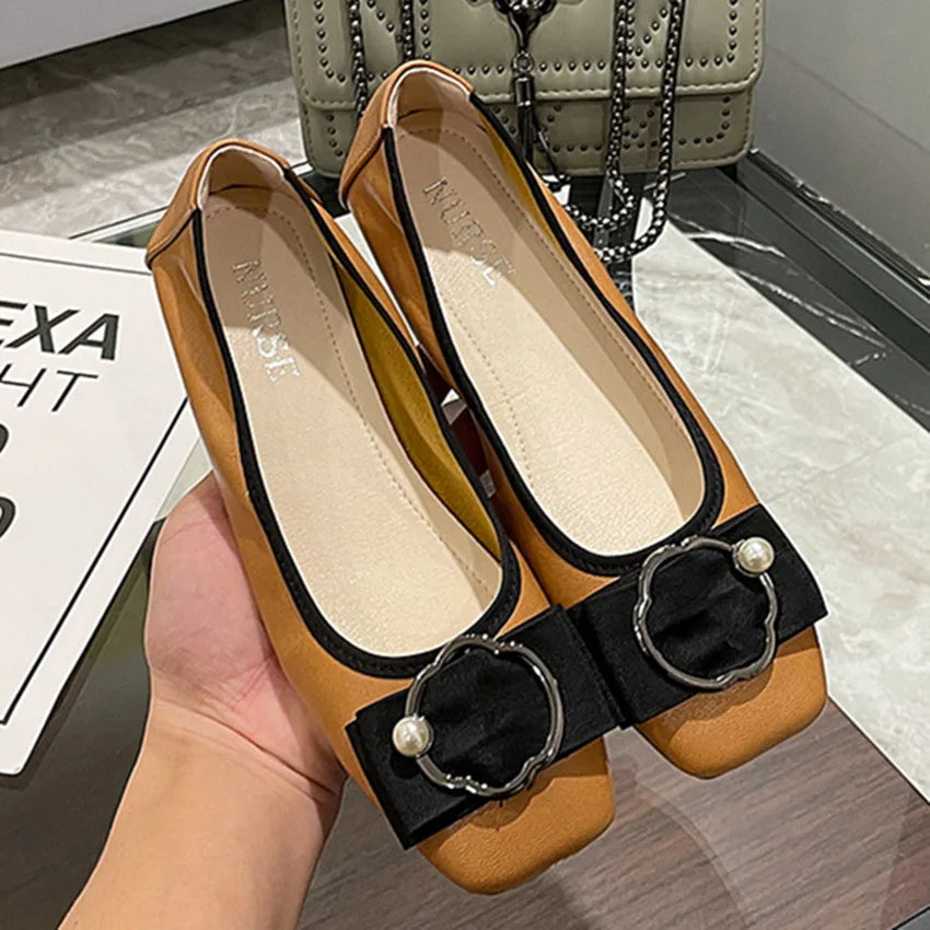 Plus Size Ballet Flats with Bow - Soft Sole Loafers - Shello's Creative Boutique