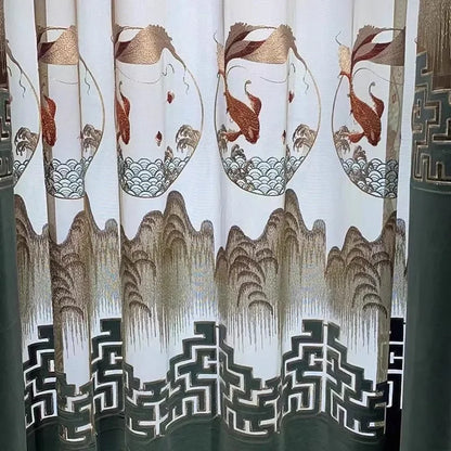 Embroidered Modern Velvet Blackout Curtains - Custom Classic Shading Drapes for Living Room & Bedroom