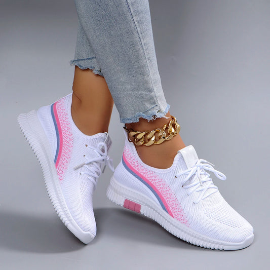 Women's Breathable Mesh Flat Shoes - Lightweight Casual Summer Sneakers